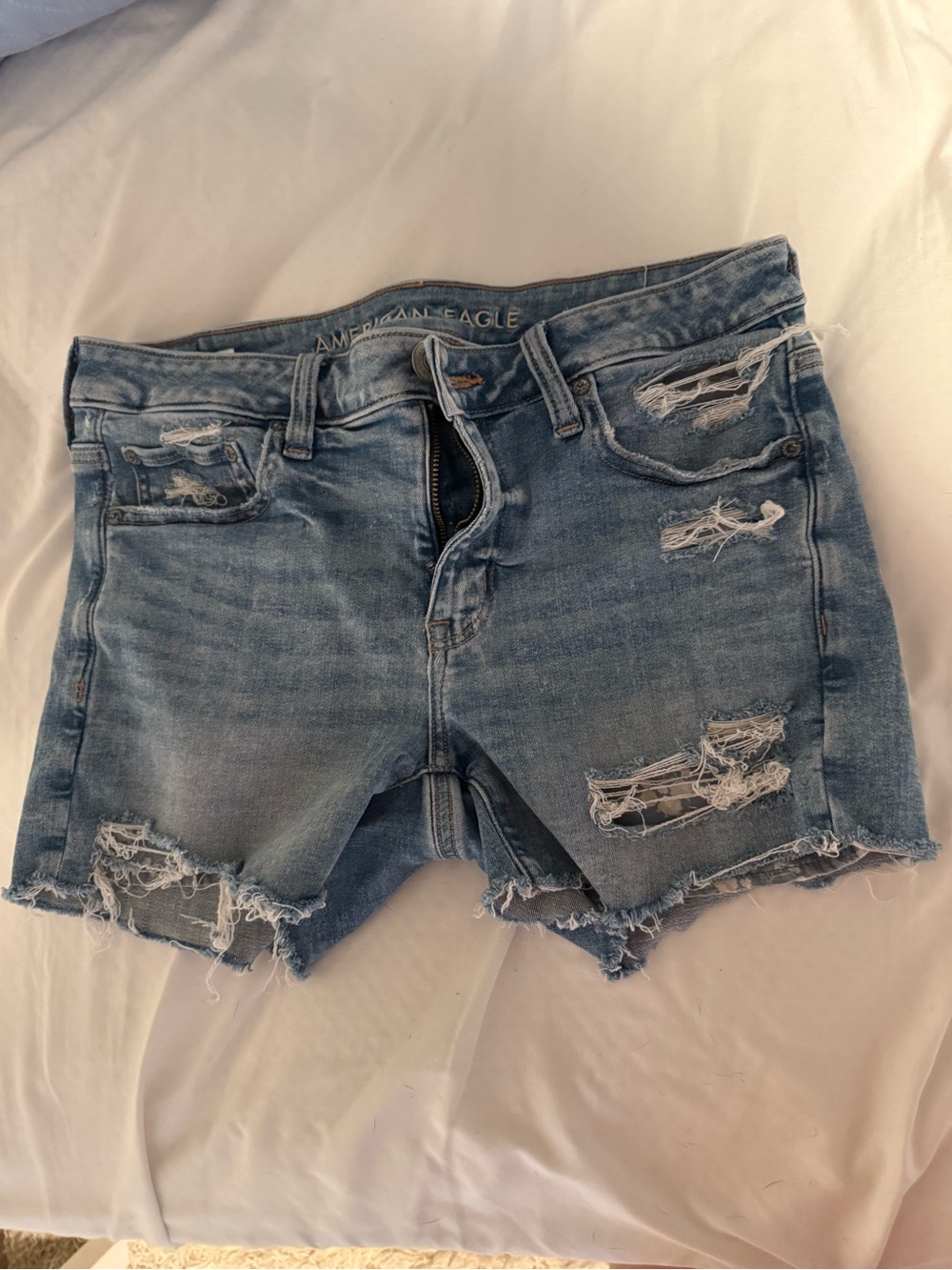 American Eagle Outfitters Light Wash Distressed Denim Shorts